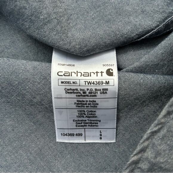 Carhartt Men's “Loose Fit” Blue Work Shirt, Lots of Patches, Size Large - Picture 11 of 11